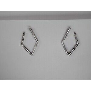 925 Sterling Silver Swarovski Crystal Earrings, Geometric Kite Hoop Rhombus Hoop